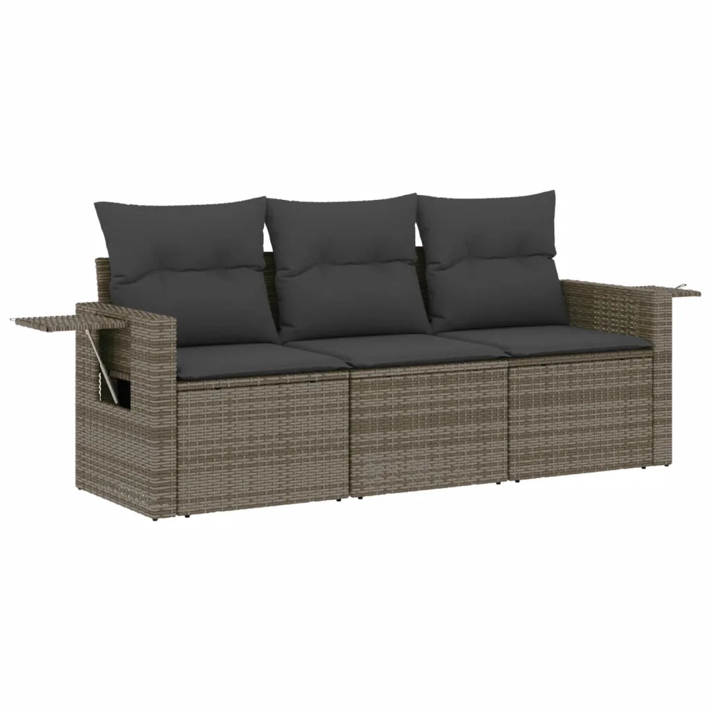 Set Divani da Giardino 3 pz con Cuscini Grigio in Polyrattan 3219859