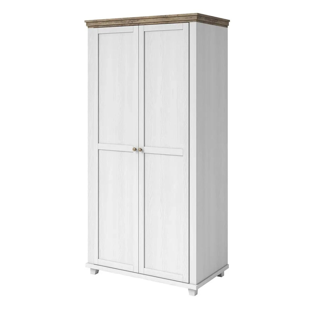 Armadio 110x220 con 2 porte. Colori bianco e rovere. Collezione ASSIA