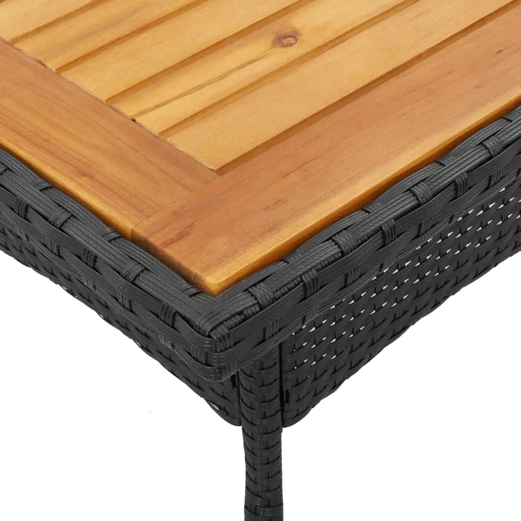 Set Pranzo da Giardino 3 pz con Cuscini Nero Polyrattan Acacia 3278709