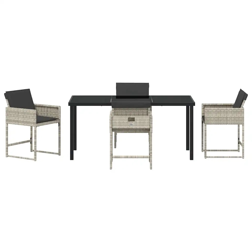 Set da Pranzo per Giardino 5 pcs Grigio chiaro polyrattan