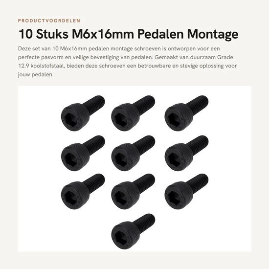 10 Stuken M6x16mm Pedale Montaggio Viti per Montaggio Sicuro