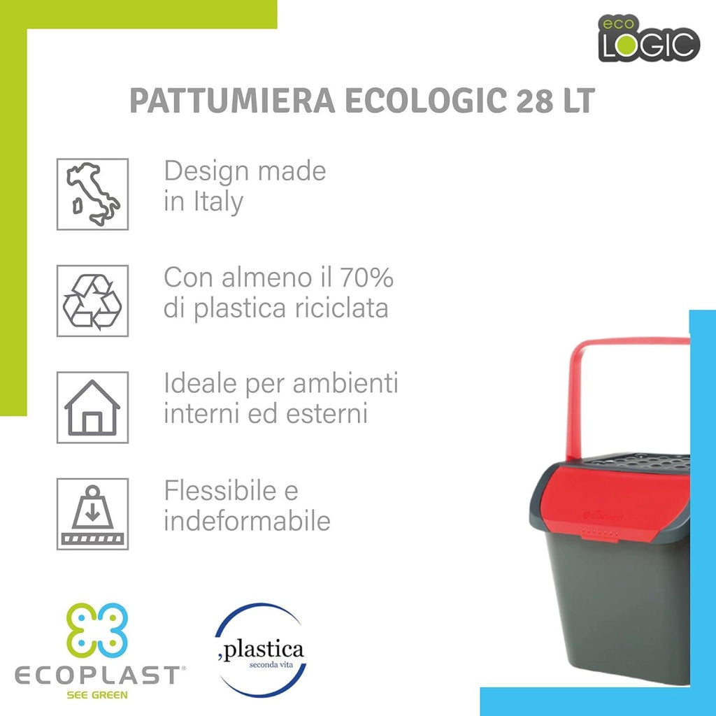 TRIS PATTUMIERA ECOLOGIC DA 28 LITRI COMPONIBILE CON MANICI
