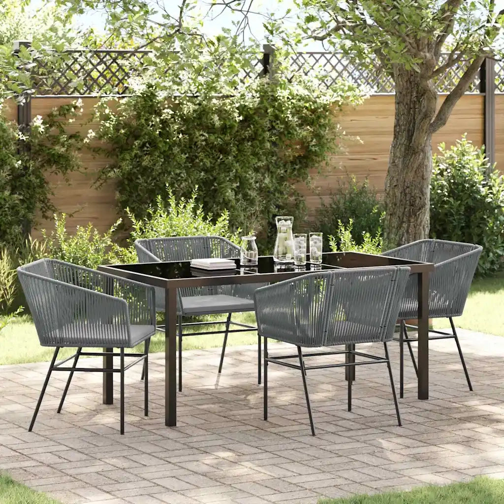 Set da Pranzo per Giardino con cuscino 5 pcs Grigio