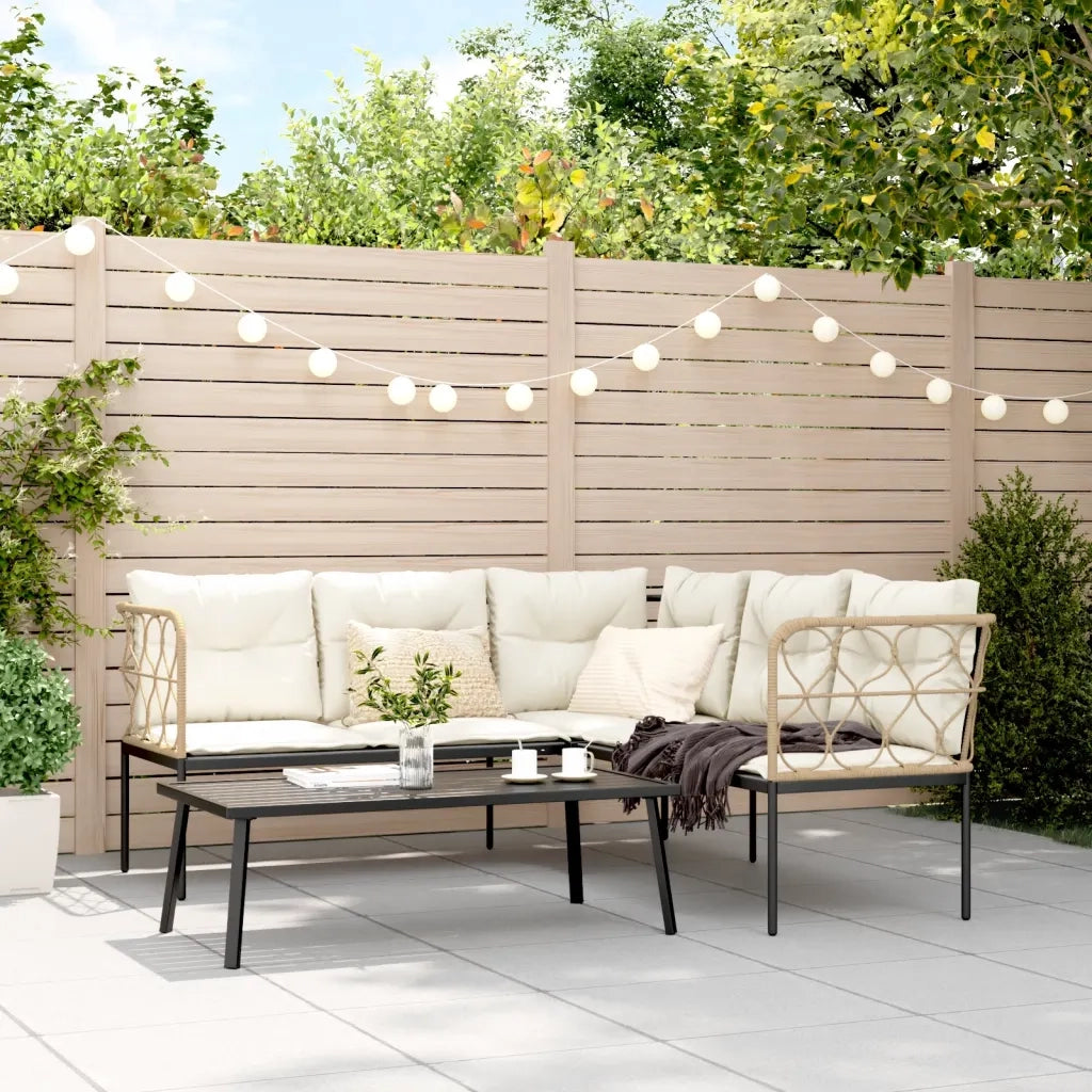 Set Divano da Giardino con Cuscini Nero Acciaio e Textilene 3283748