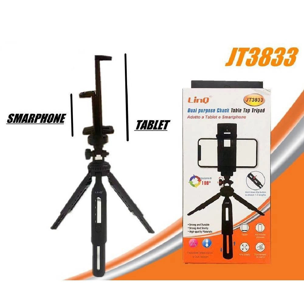 Trade Shop - Treppiedi Staffa Supporto Tavolo Con Mandrino 2in1 Per Tablet Smartphone Jt3833 -