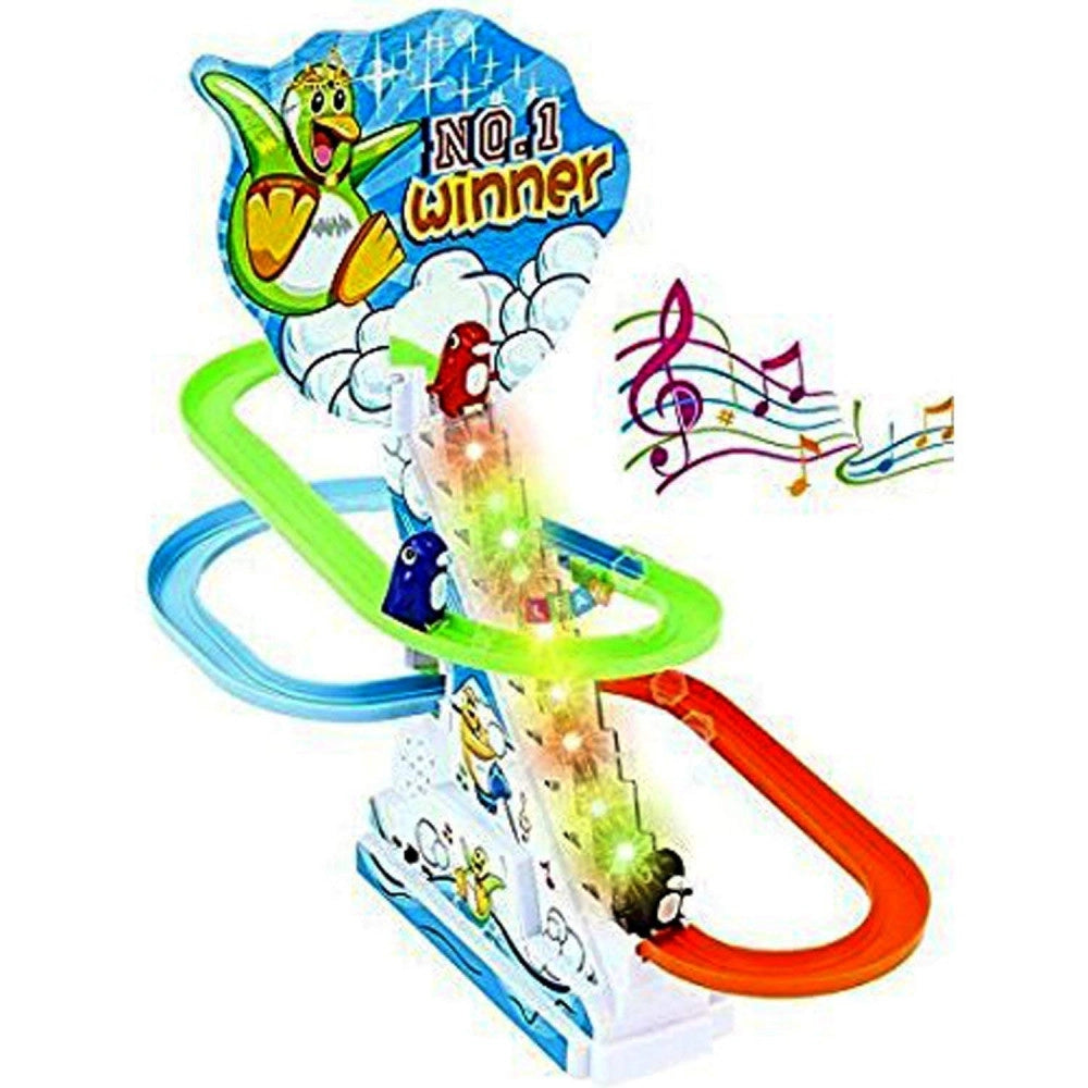 Trade Shop - Pinguini Gara Competizione Race Twinkling Funny Luci Suoni Movimento Bimbi Gioco -