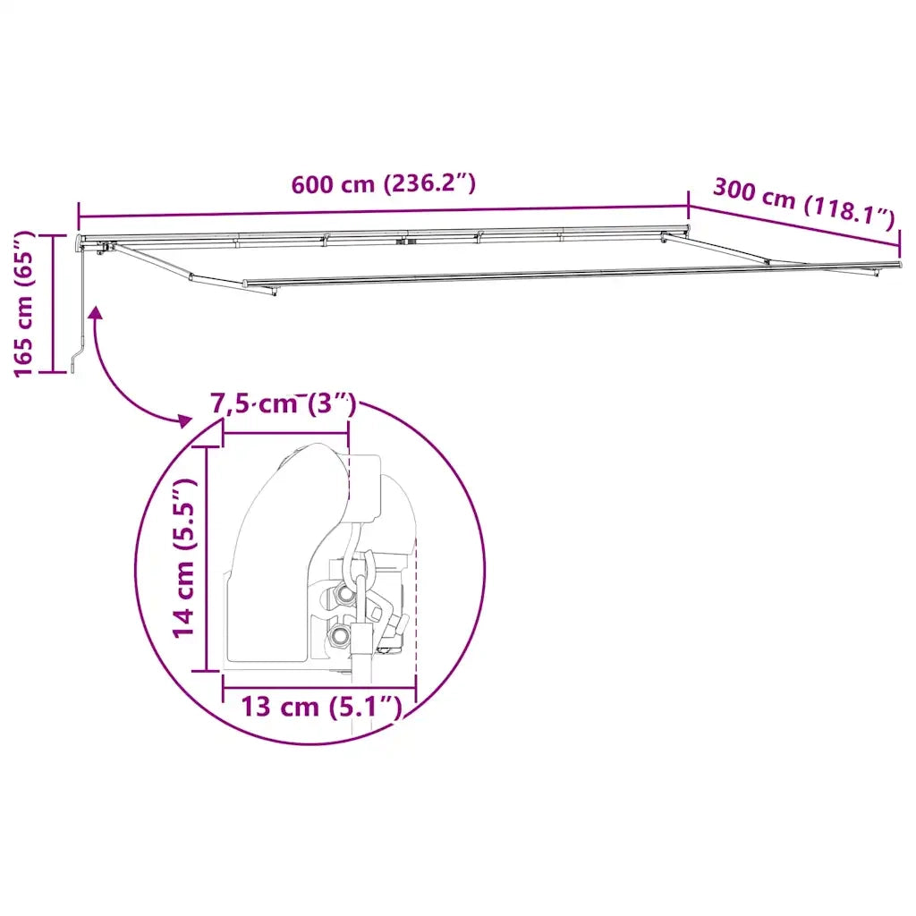 Struttura della tenda Bianco 600 × 300 cm Alluminio 144062