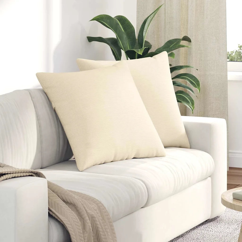 Cuscini da Divano 2 pcs Crema 60 x 60 cm Tessuto in Cords 42014034