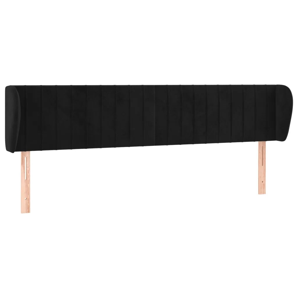 Testiera ad Orecchio-Testata con Orecchie Nera 183x23x78/88 cm in Velluto 553003