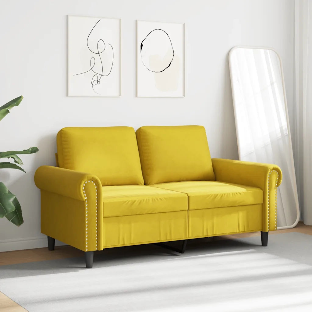 Divano a 2 Posti giallo 120 cm in Velluto 359525