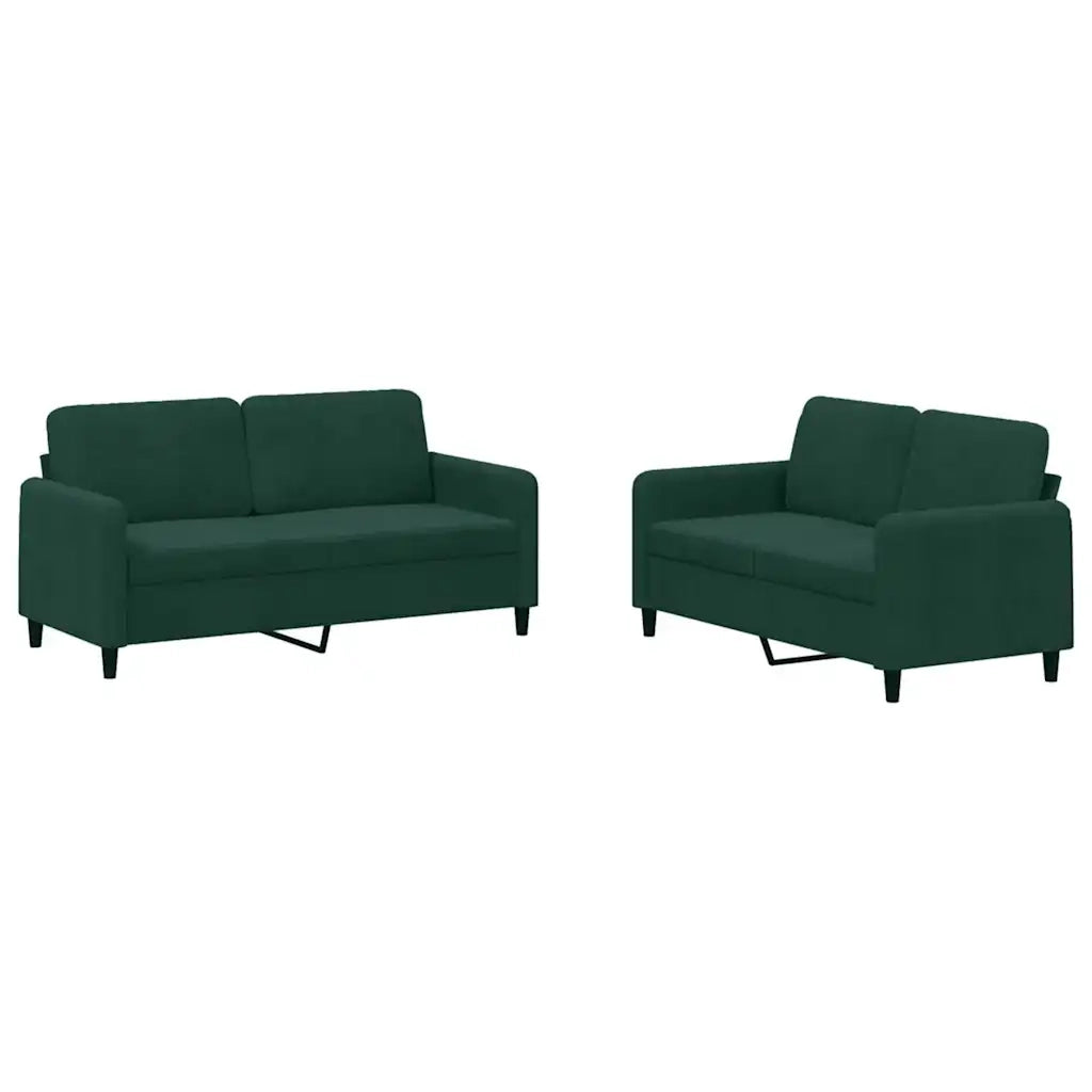 Set di Divani 2 pz Verde Scuro in Velluto
