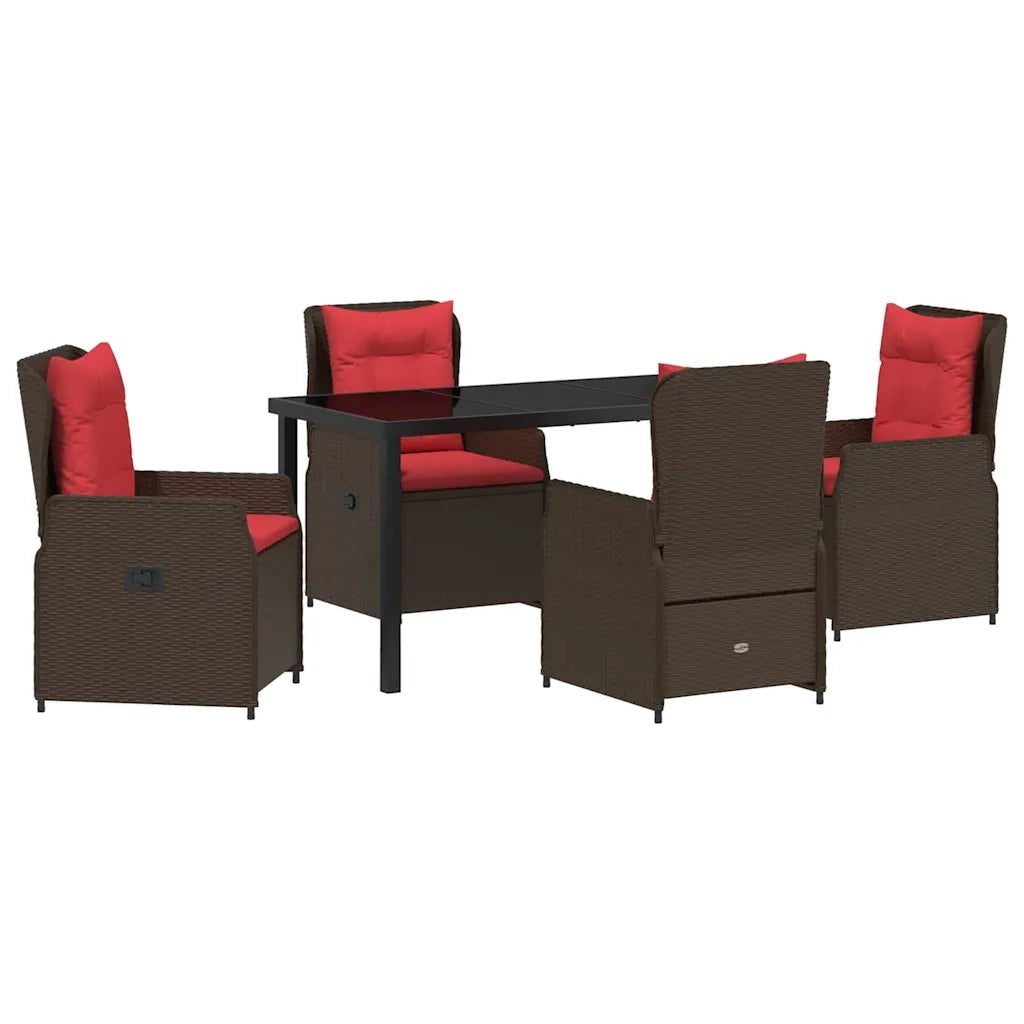 Set da Pranzo per Giardino 5 pcs Marrone Poly Rattan