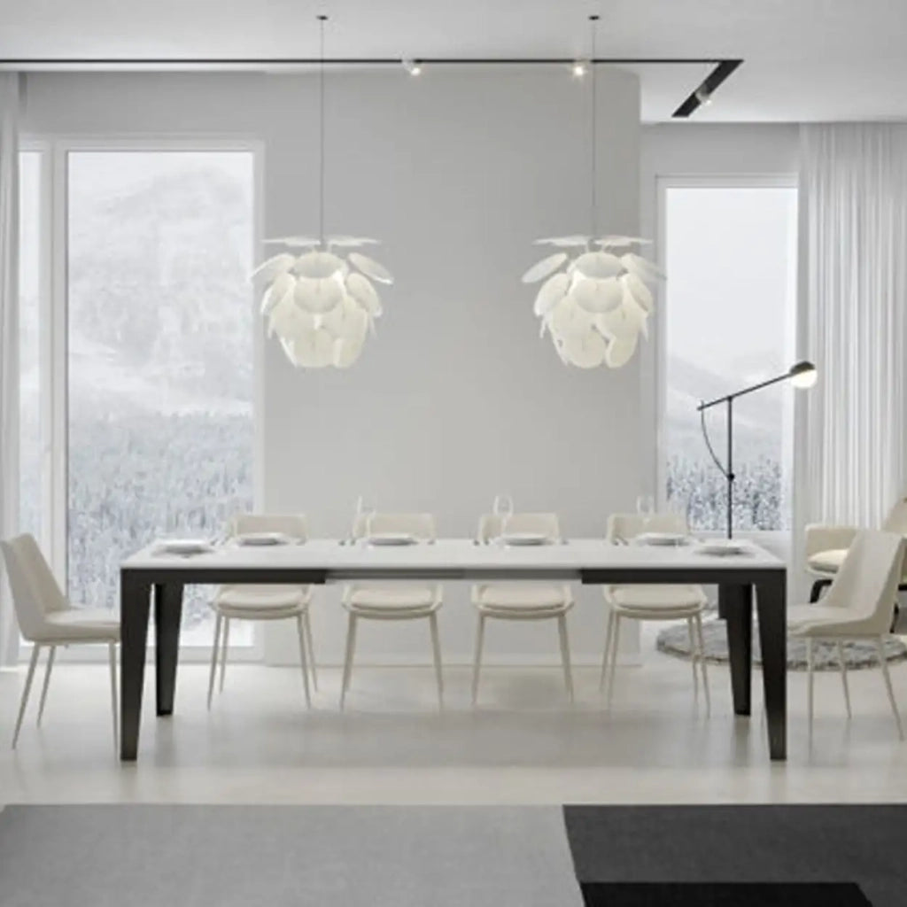 Tavolo allungabile 160/264x90 cm Flame Evolution colore bianco frassino telaio e gambe antracite
