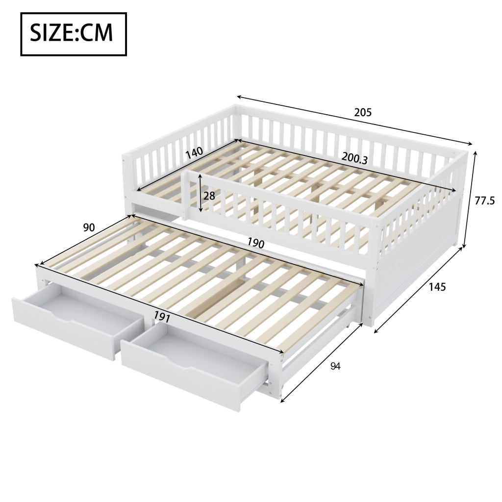 Divano letto con funzione letto estraibile in legno bianco 140x200 cm