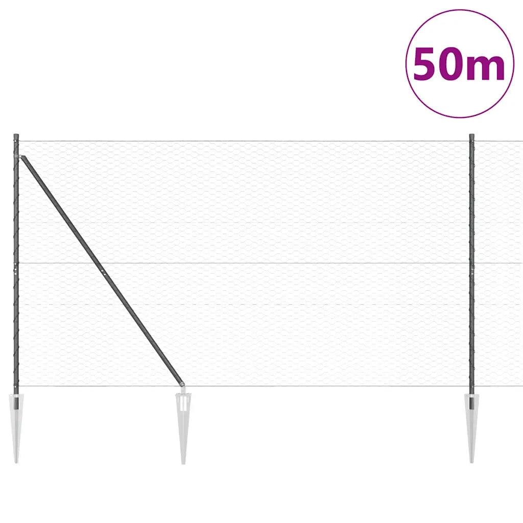 Palo della recinzione Grigio 50 x 1,5 m (maglia 36 mm)