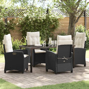Set da Pranzo per Giardino con cuscino 5 pcs Nero polyrattan