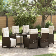 Set da Pranzo per Giardino con cuscino 7 pcs Marrone polyrattan
