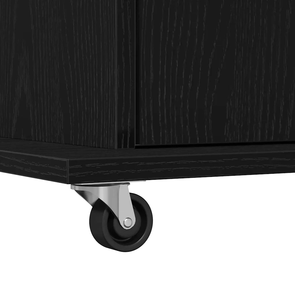 Podio con ruota Rovere Nero 55 x 55 x 107 cm Legno multistrato 862299