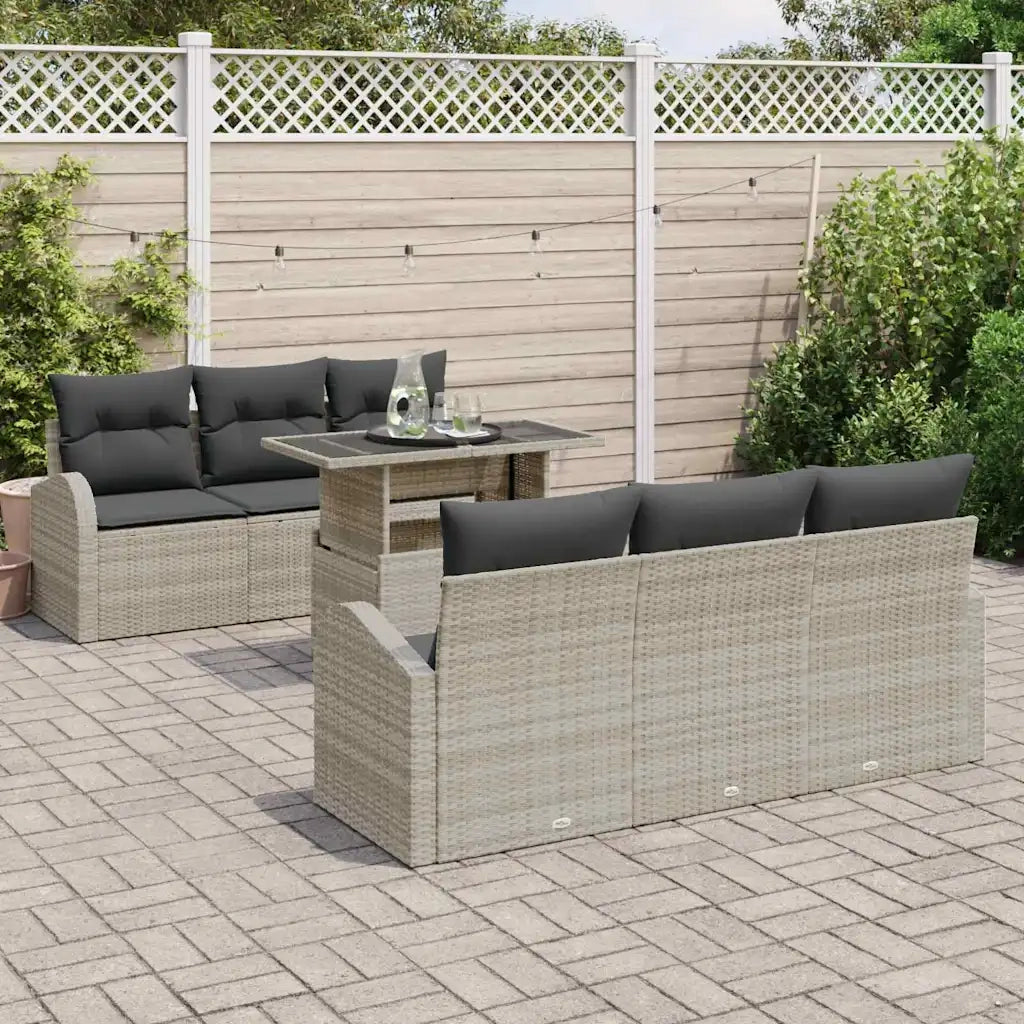 Set Divano da Giardino con cuscino 7 pcs Grigio chiaro 3357305