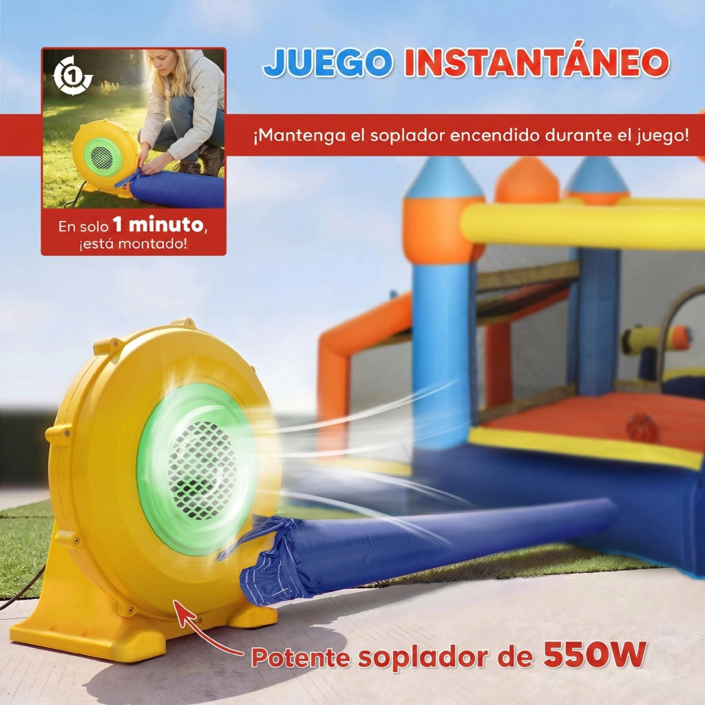 Castello gonfiabile 8 in 1 con scivolo trampolino ¨C Minimal ¨C 550W