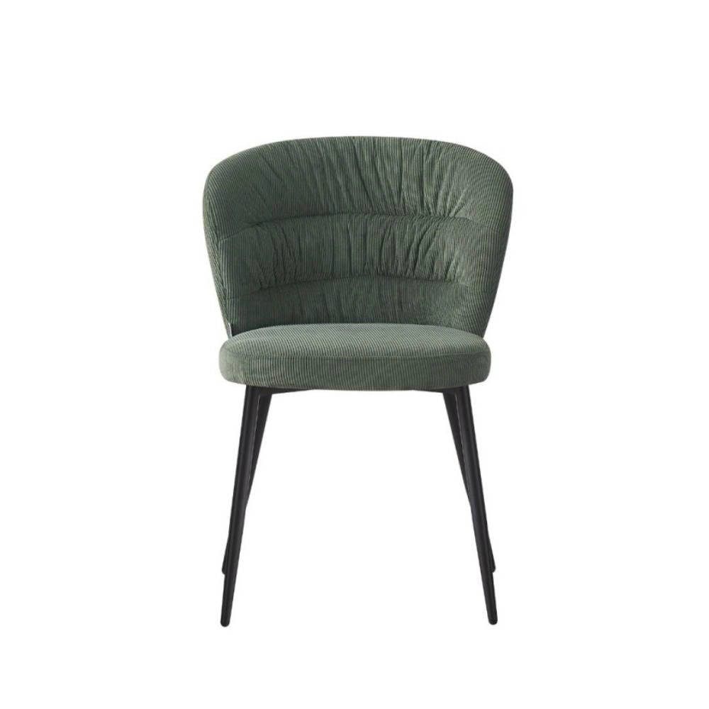 Set 4 Sedia con schienale avvolgente tessuto verde Klontar