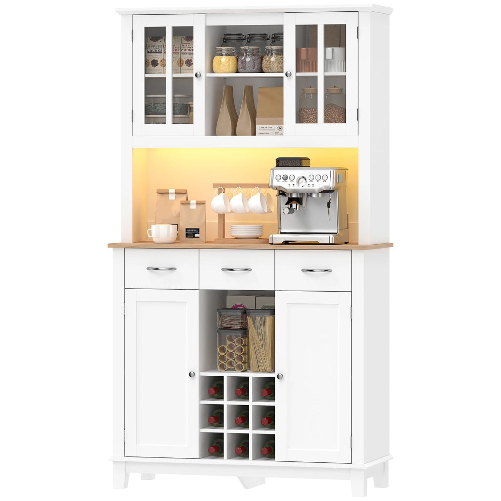 Armadio Cucina con Porte Vetro e Illuminazione LED ¨C Minimal ¨C Bianco