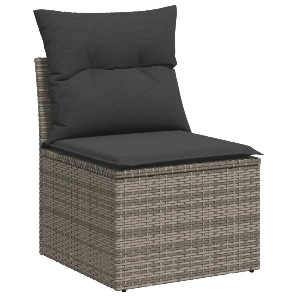 Set Divano da Giardino 9 pz con Cuscini Grigio in Polyrattan 3220449