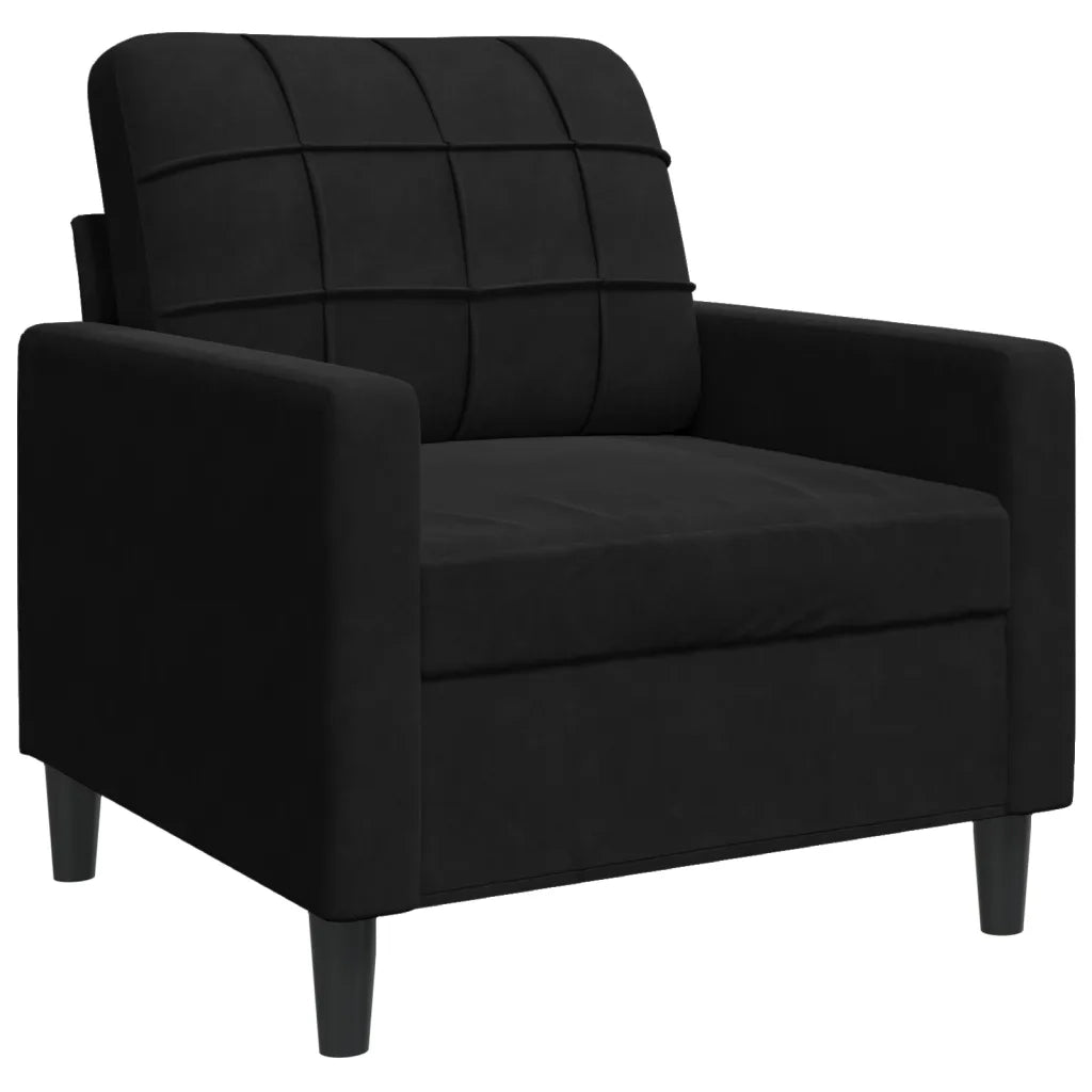 Set di Divani 4 pz con Cuscini e Rinforzi Nero in Velluto
