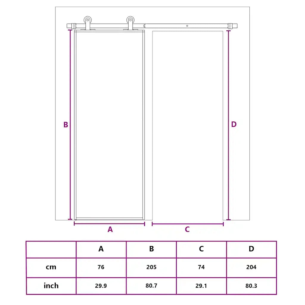 Porta Scorrevole Nera 76x205 cm in Vetro Temperato e Alluminio 155228