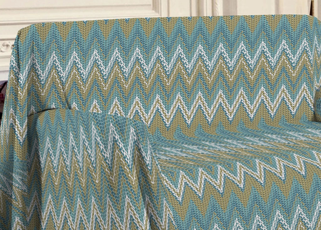 Telo Arredo Multiuso Linea Pensieri Delicati 100% Cotone Disegno Spinato - Singolo - Verde