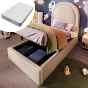 Letto bambino – 90x200 cm – motivo cosmico con materasso – PU beige