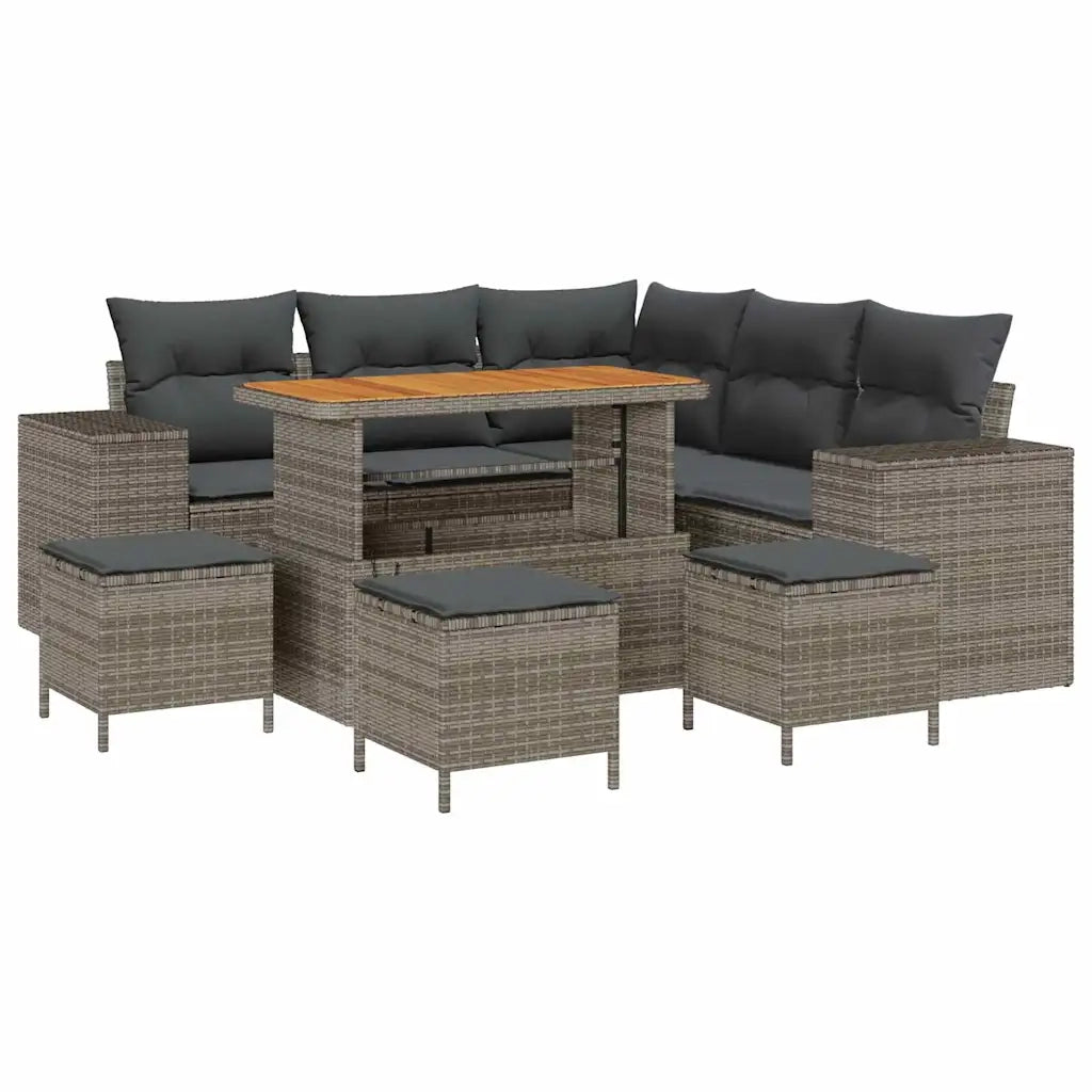 Set Divano da Giardino con cuscino 9 pcs Grigio polyrattan 3363963