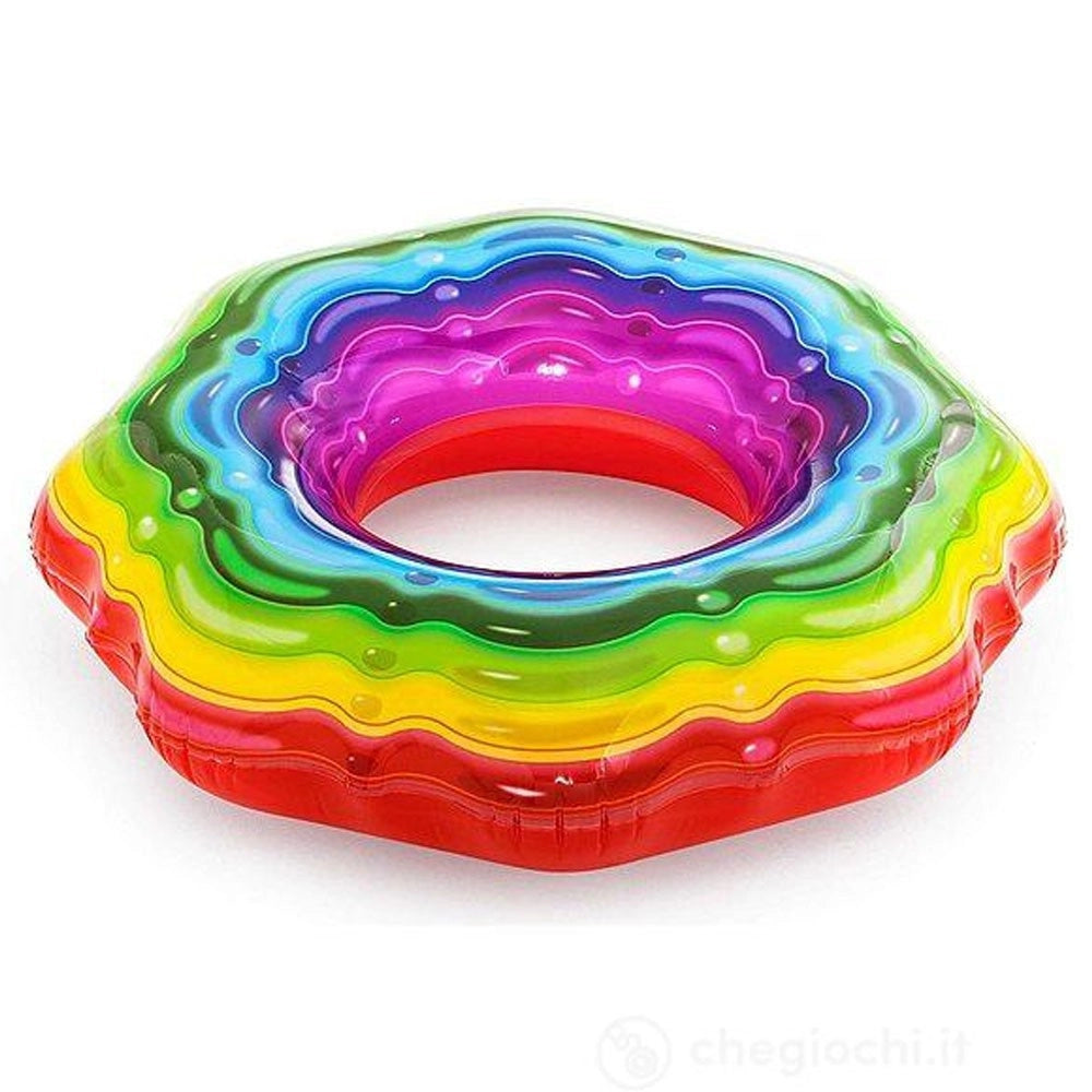 Trade Shop - Salvagente Ciambella Gonfiabile Rainbow Arcobaleno Piscina Nuoto Mare 115 Cm 36163 -