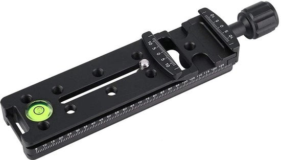 Placca di connessione rapida 140 mm - Nodo rail multifunzionale - Piattaforma in alluminio leggera - Resistente all'ossidazione - Adatto per fotocamere DSLR/SLR - Lavorata con tecnica CNC di alta precisione - Placca di scambio