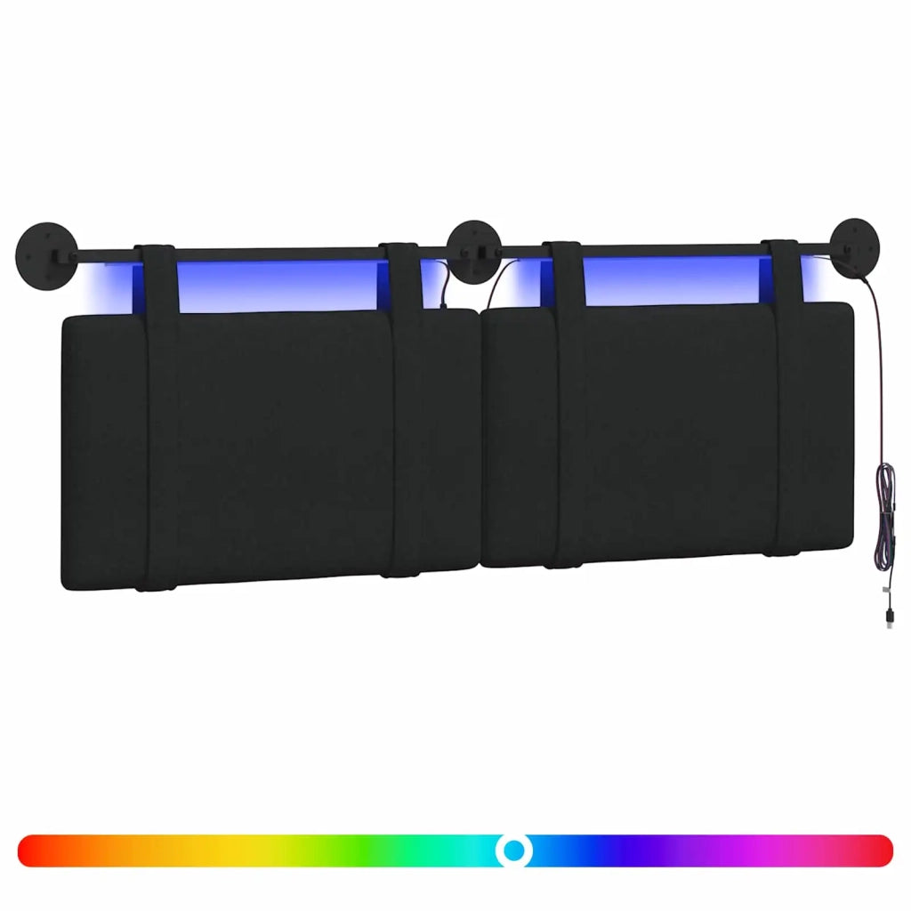 Testiera sospesa Con luce LED Nero Tessuto 3423909