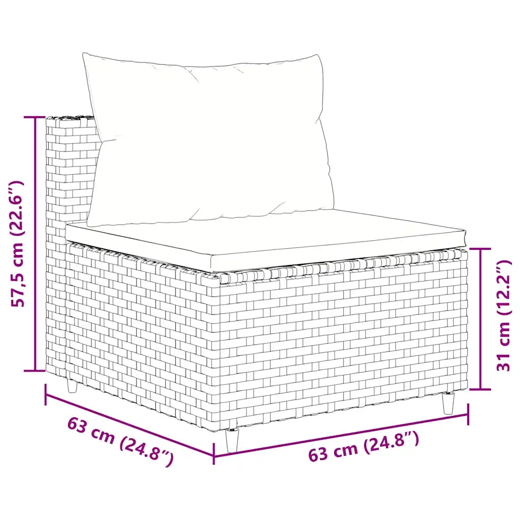 Set Divani da Giardino 3 pz con Cuscini in Polyrattan Nero 3308452