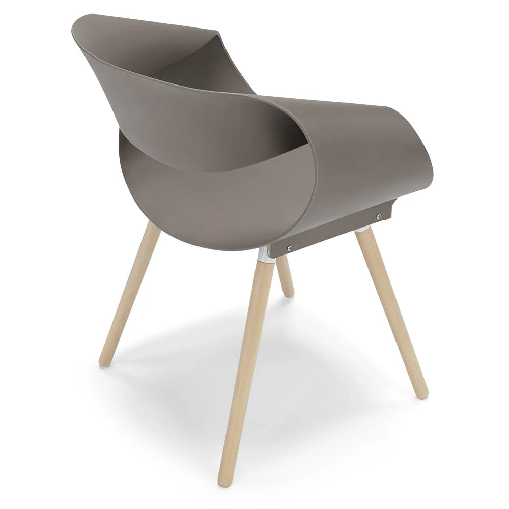 Set 2 sedie in polipropilene DILETTA con gambe in faggio, resistente ai raggi UV, design moderno, ideale per sala da pranzo, cucina, sala d’attesa, bar, ristoranti, colore Petrolio