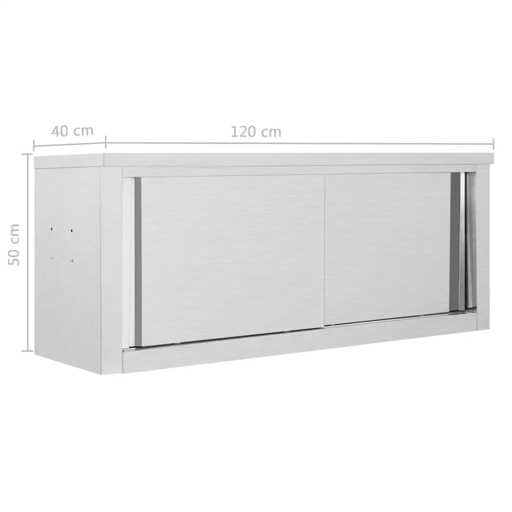 Pensile da cucina | Armadio da Cucina ad Ante Scorrevoli 120x40x50cm Acciaio Inox