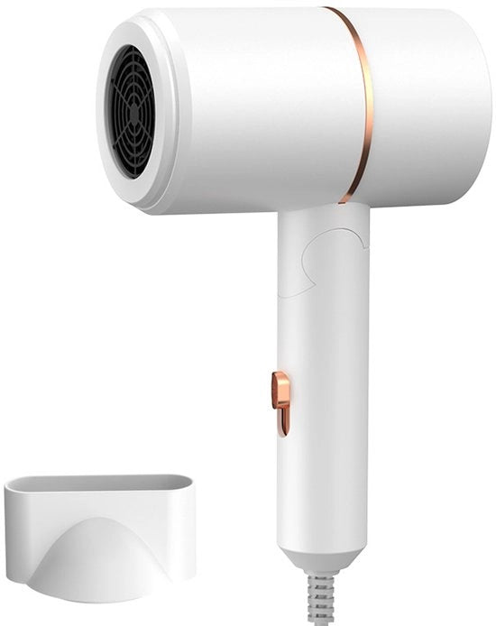 Föhn con ioni negativi e doppio flusso di aria calda e fredda, piccola secatrice con 1 pezzo concentratore, asciugacapelli veloce per uso domestico, viaggio e sala (bianco).