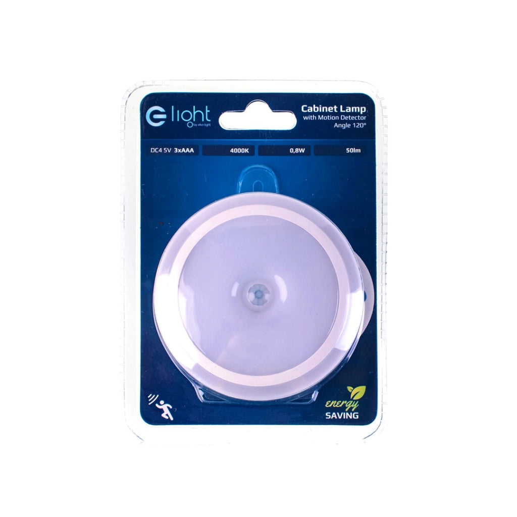 Luce LED rotonda 0,5W con sensore, 3xAAA bianca Eko-Light
