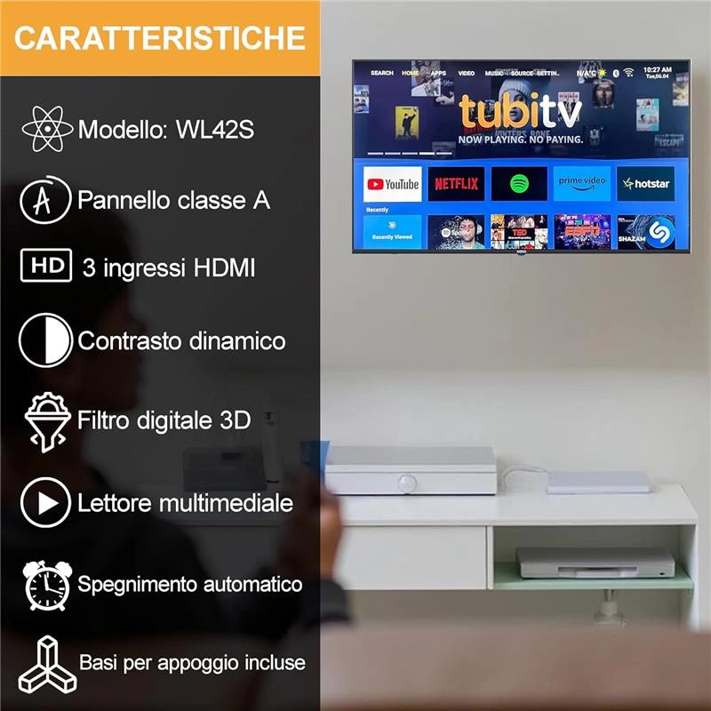NOVA SMART TV PANEL CLASS A 43 FHD CON BLUETOOTH ANDROID 14 USB SUPPORT
