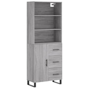 Buffet credenza cassettiera armadio mobile contenitore organizer cucina soggiorno salotto rovere Sonoma alto 69,5 x 34 x 180 cm legno ingegnerizzato grigio 02_0035590