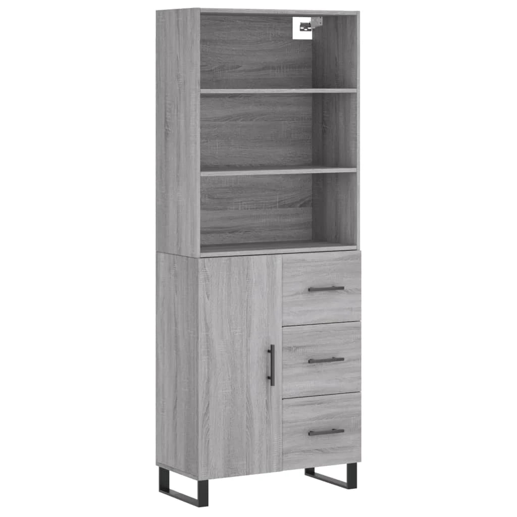 Buffet credenza cassettiera armadio mobile contenitore organizer cucina soggiorno salotto rovere Sonoma alto 69,5 x 34 x 180 cm legno ingegnerizzato grigio 02_0035590