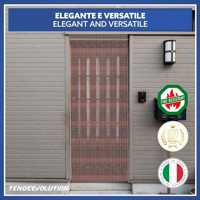 Tenda Antimosche Modello GLIT PIENO in PVC, Plastica Marrone | Largh. 1m x Alt. 2,40m | Protezione Insetti, Porta, Esterno, Interno