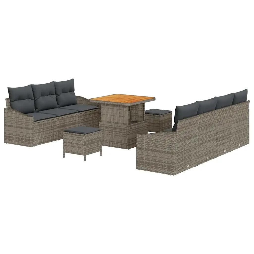 Set Divano da Giardino con cuscino 10 pcs Grigio polyrattan 3362618