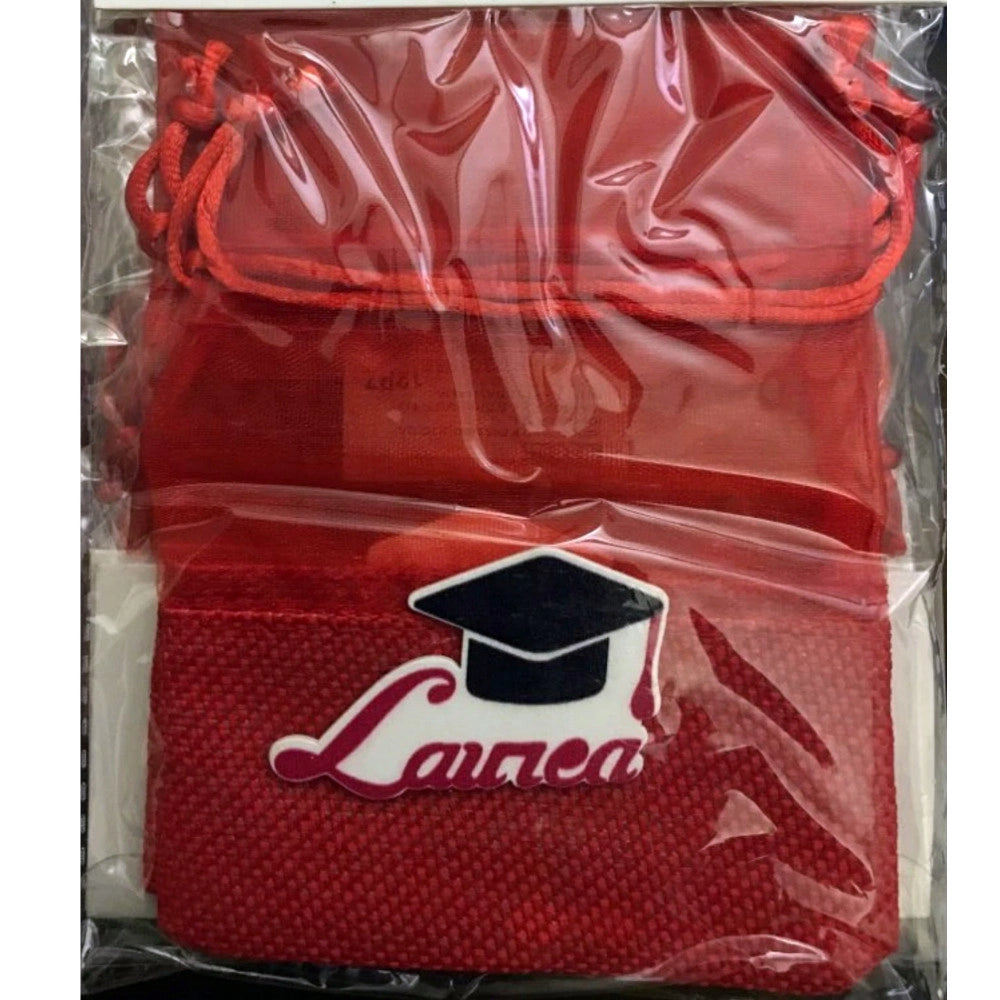 Trade Shop - Set 24pz. Sacchetti Sacchetto Rosso Per Laurea Juta Bomboniera Portaconfetti -