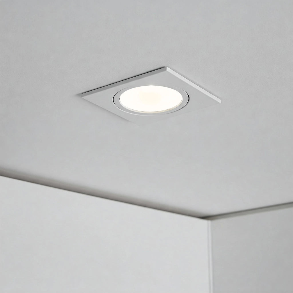 Faretto ad incasso LED 8W GU10 bianco quadrato foro 70mm moderno orientabile luce soffitto negozio vetrina BIANCO 3000K