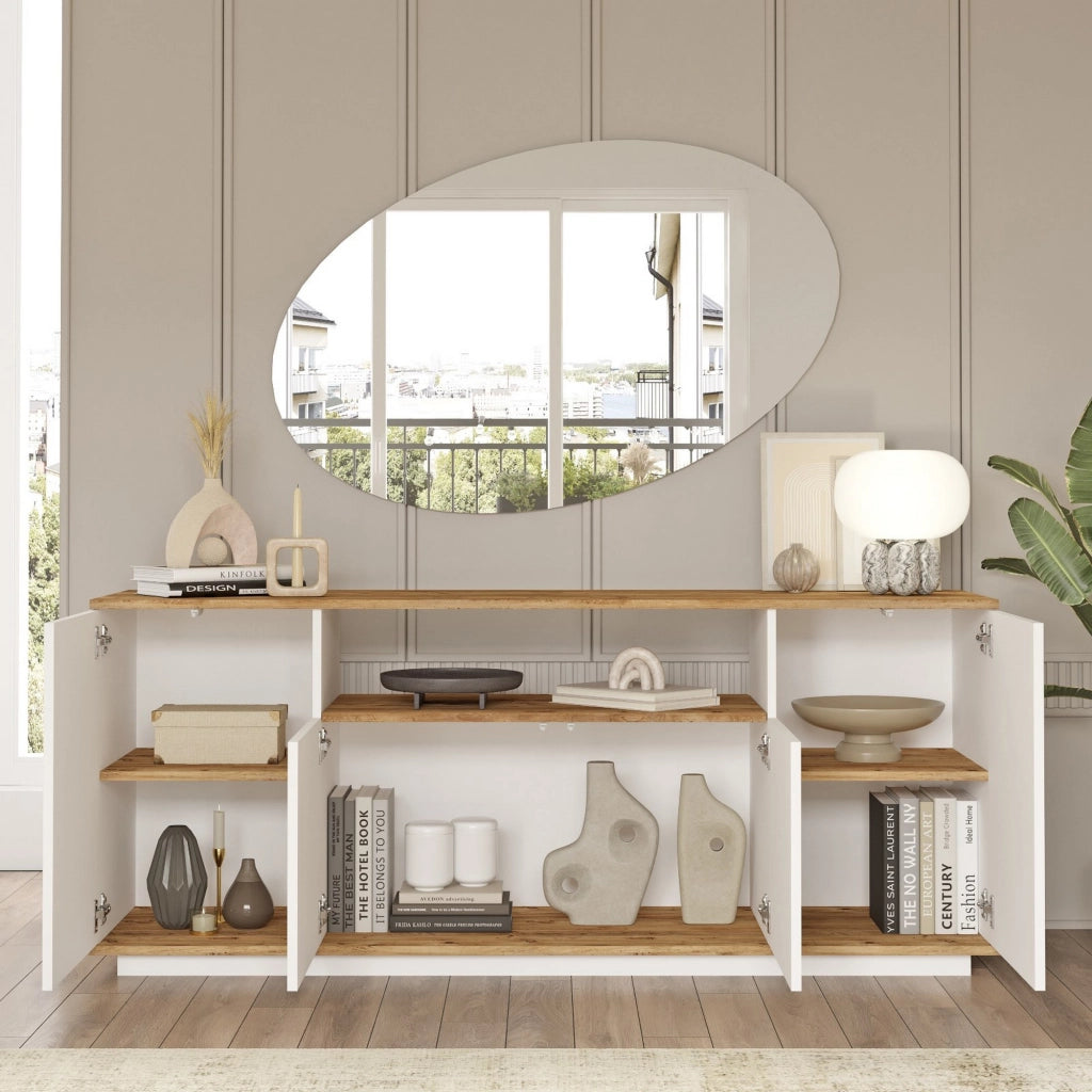 Robella, set Mobili da Soggiorno Modulabile, Marrone Rovere Nodi