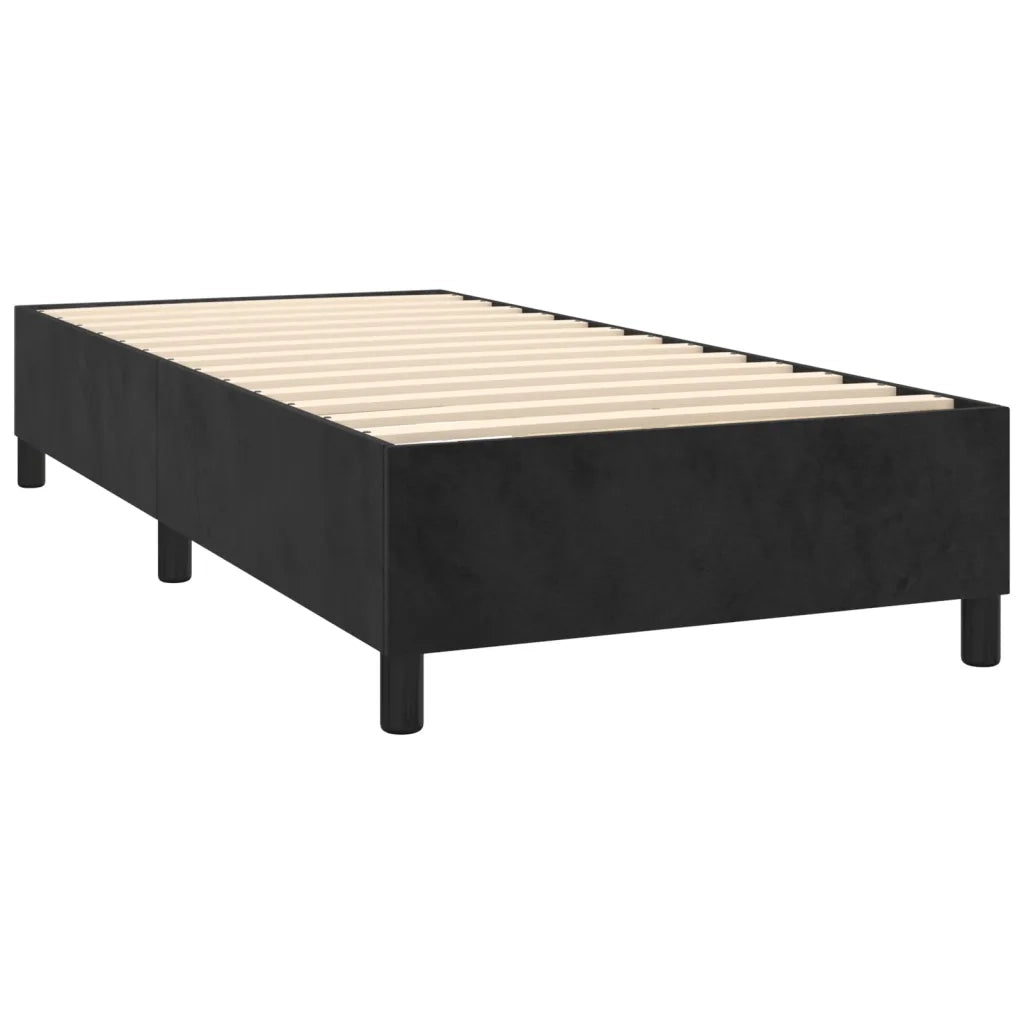 Letto a Molle con Materasso e LED Nero 90x200 cm in Velluto 3136043