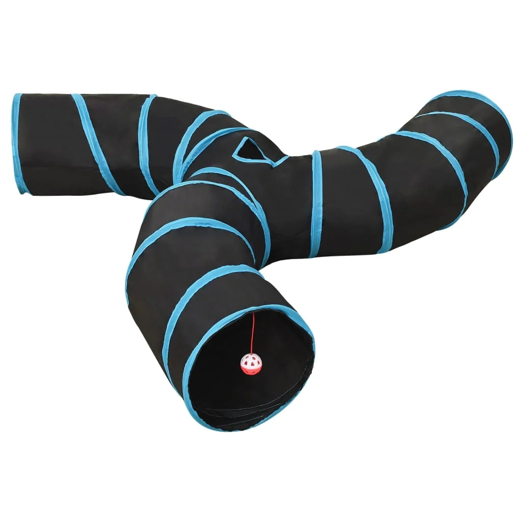 Tunnel per gatti a 3 vie 25 cm poliestere nero e blu 02_0005186